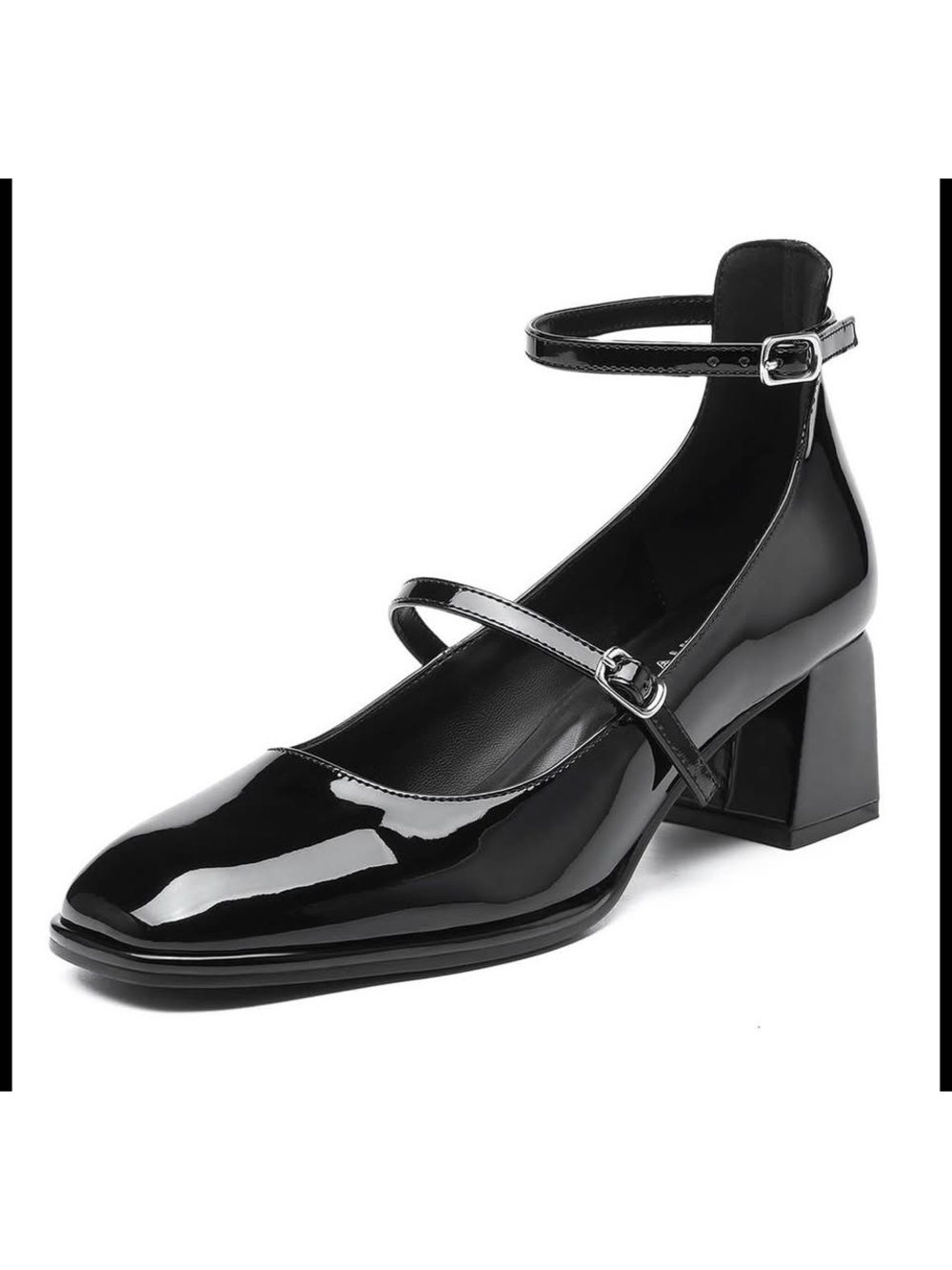 NEW in Box. Sz 6. NEWBELLA Black Patent Leather Mary Jane Block Heels